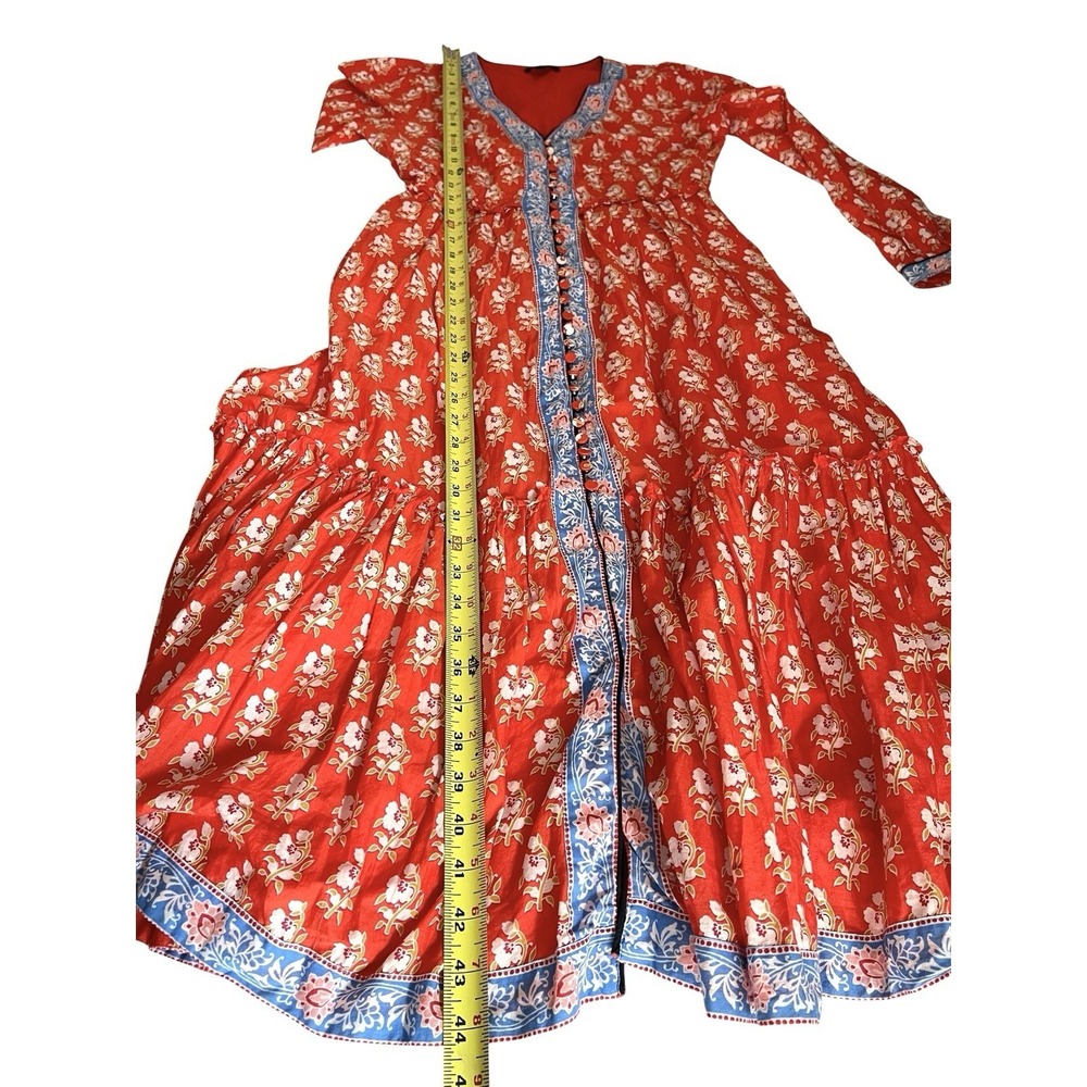 J.Crew 100% Cotton Tiered Floral Midi Dress Cerise Cove Sz 00 Resort Vacation - Picture 16 of 16